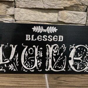 Primitive Blessed Yule Handmade Christmas Sign